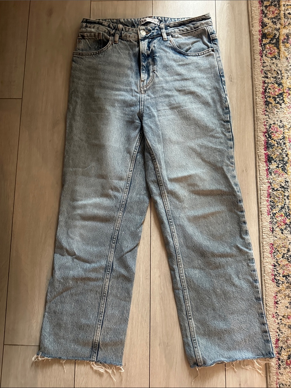 Zara Light Blue Straight-Leg Jeans